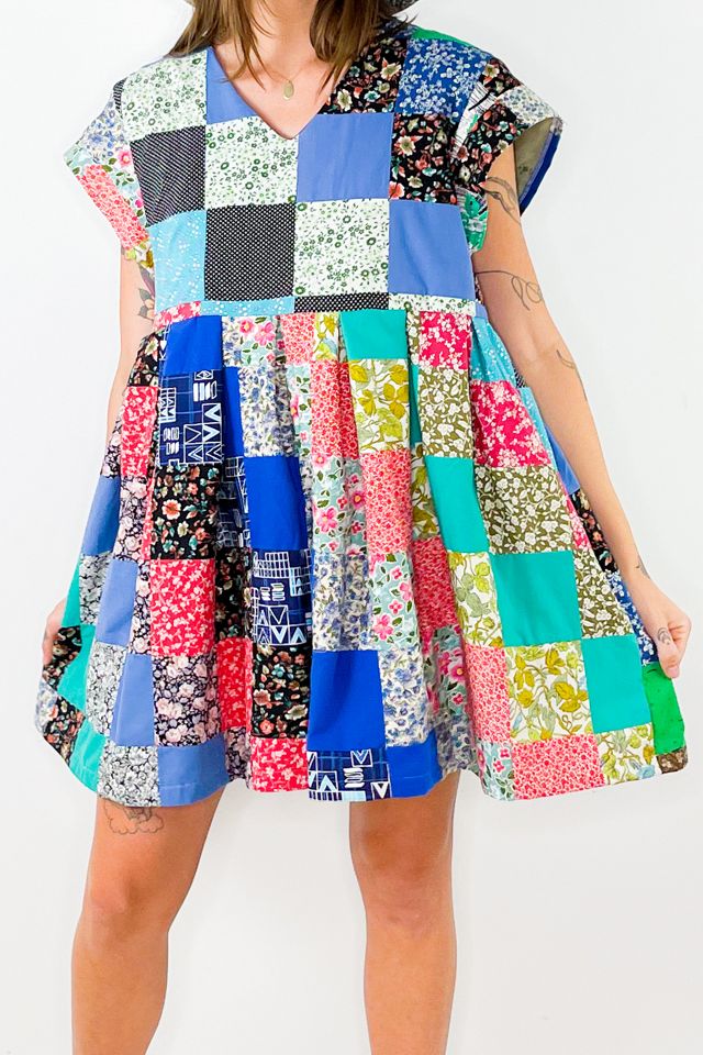 Patchwork smock dress sale