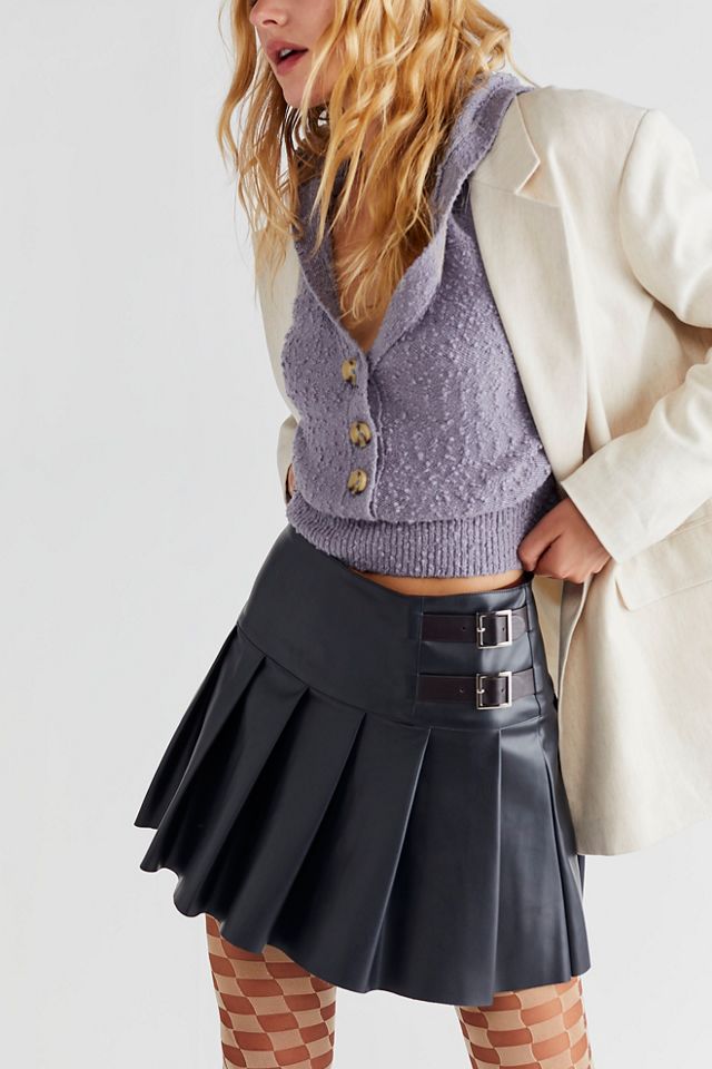 Leather tennis hotsell skirt pleated