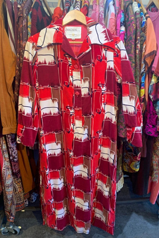 Vintage I. Magnin Velvet Dress With Bold Geometric Pattern Selected by The Curatorial Dept.