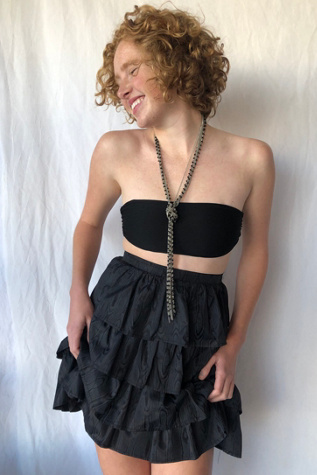 Vintage Black Silk Taffeta Ruffle Mini Skirt Selected by