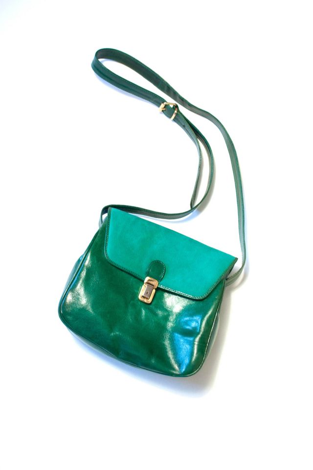 Vintage 1980s Green Leather Shoulder Bag Selected by SwaneeGRACE