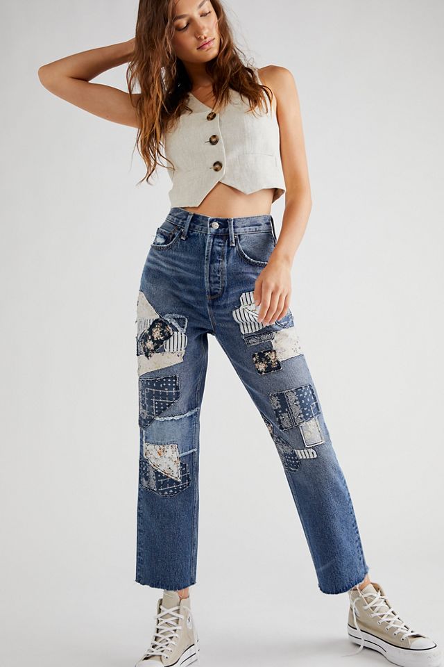 Free people hot sale embroidered jeans