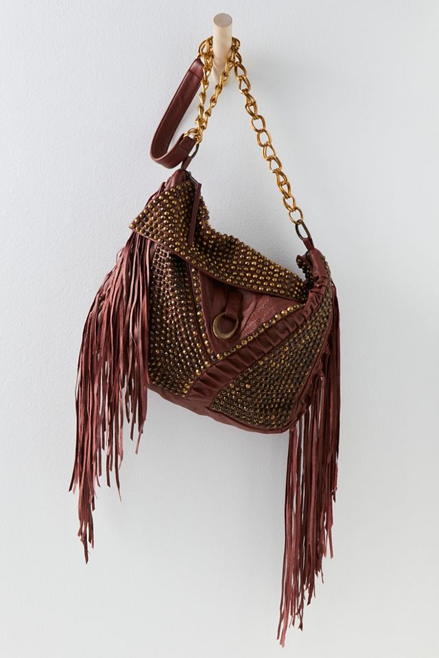 Fringed leather bag, boho handbag , handmade fringed purse