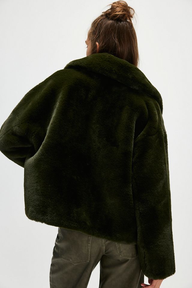 Free People Womens Green outlets Faux Fur Coat Jacket Small