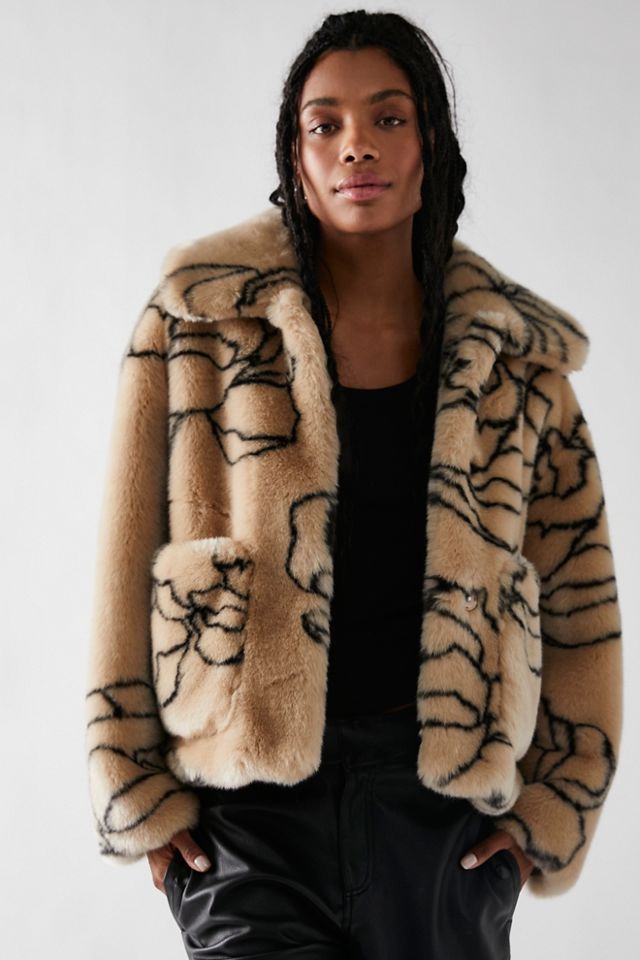 Jakke Traci Floral Lines Faux Fur Jacket | Free People UK