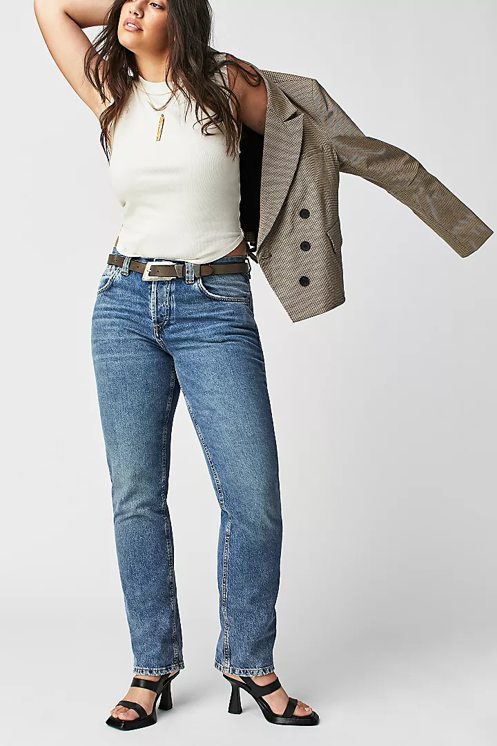 freepeople.com | CRVY Siren Low-Rise Straight Jeans