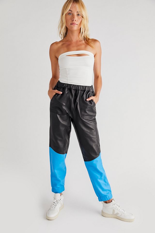 Track hot sale leather pants