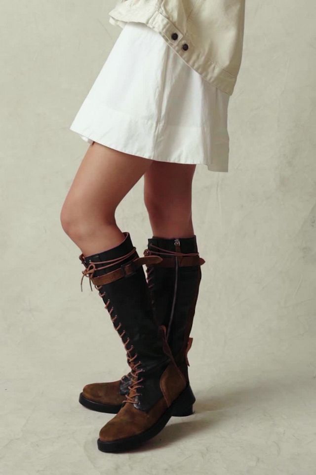 Free people check hot sale lace up boot