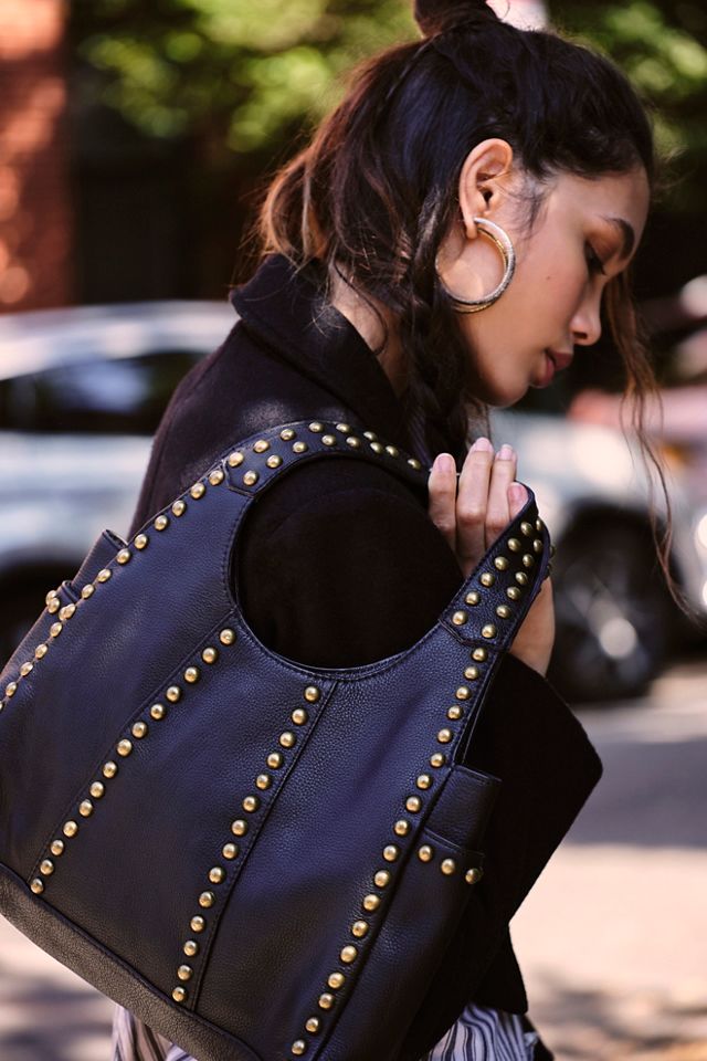 Black studded clutch bag best sale