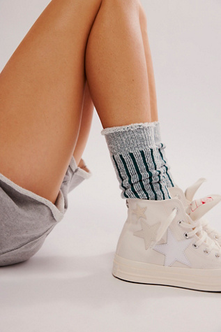 Plush Inside Out Crew Socks at Free People in Jaded Skies