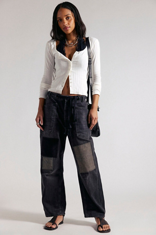 We The Free Moxie Pull-On Barrel Jeans at Free People in Black, Size: 26 S