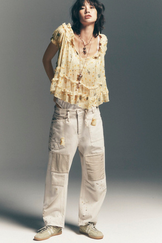 We The Free Moxie Pull-On Barrel Jeans at Free People in White, Size: 32