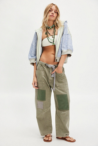 We The Free Moxie Pull-On Barrel Jeans at Free People in Green, Size: 30 S