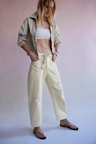 We The Free Moxie Pull-On Barrel Jeans at Free People in Yellow, Size: 29