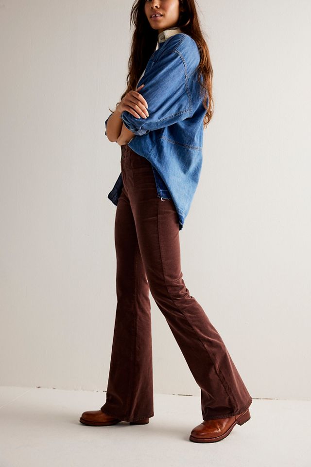 Free People Just Float On Corduroy Flare Jean - Jeans in Russet Acorn