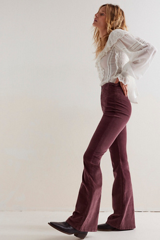 We The Free Jayde Cord Flare Jeans at Free People in Chocolate Truffle, Size: 26