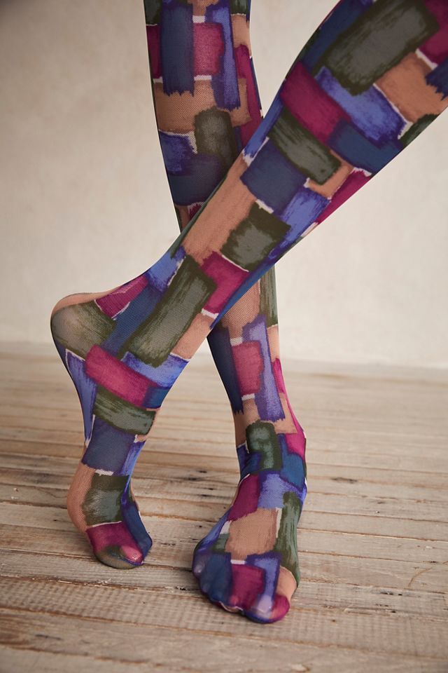 Brushed Tile Thigh High Socks #1