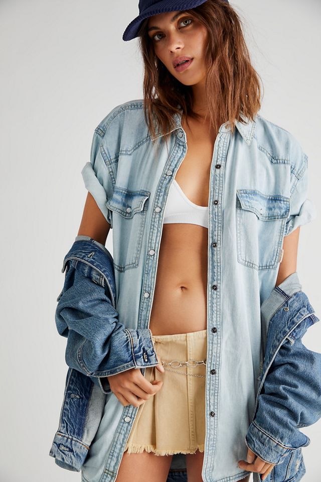 Free people hot sale denim top