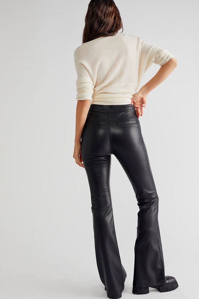 STAND STUDIO Virginia Faux Leather Flare Pant in Black