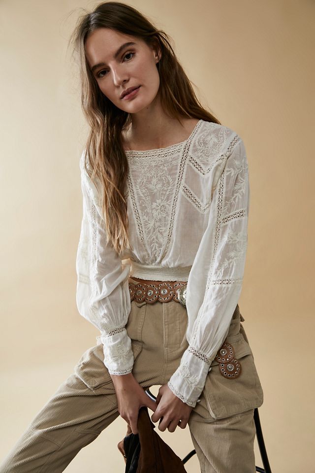 FREE PEOPLE LUCKY ME LACE TOP