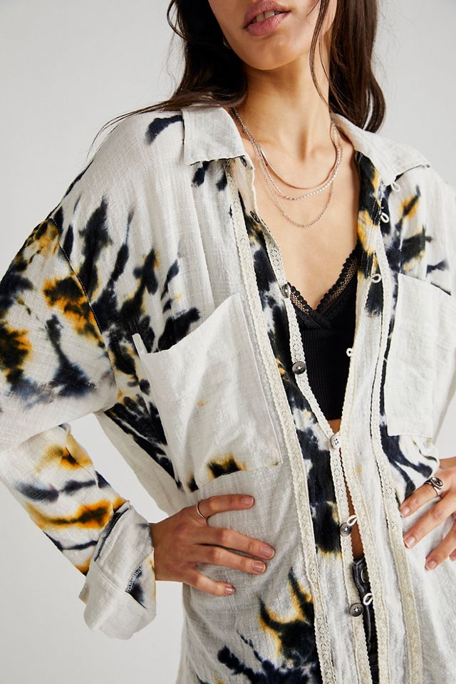 Hand Printed Stormflower Top #3