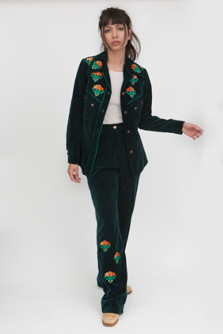 zara green velvet jacket