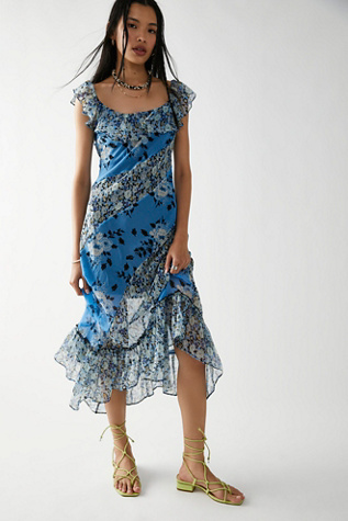 Free People Ruffle Printed Midi Dress. 1