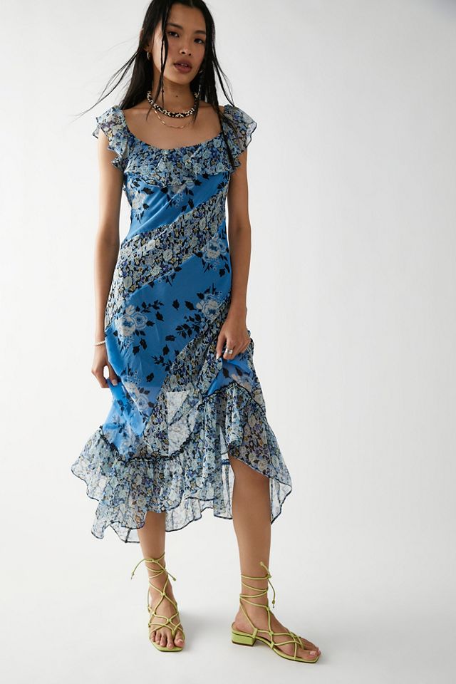 Free People Ruffle Printed Midi Dress. 2