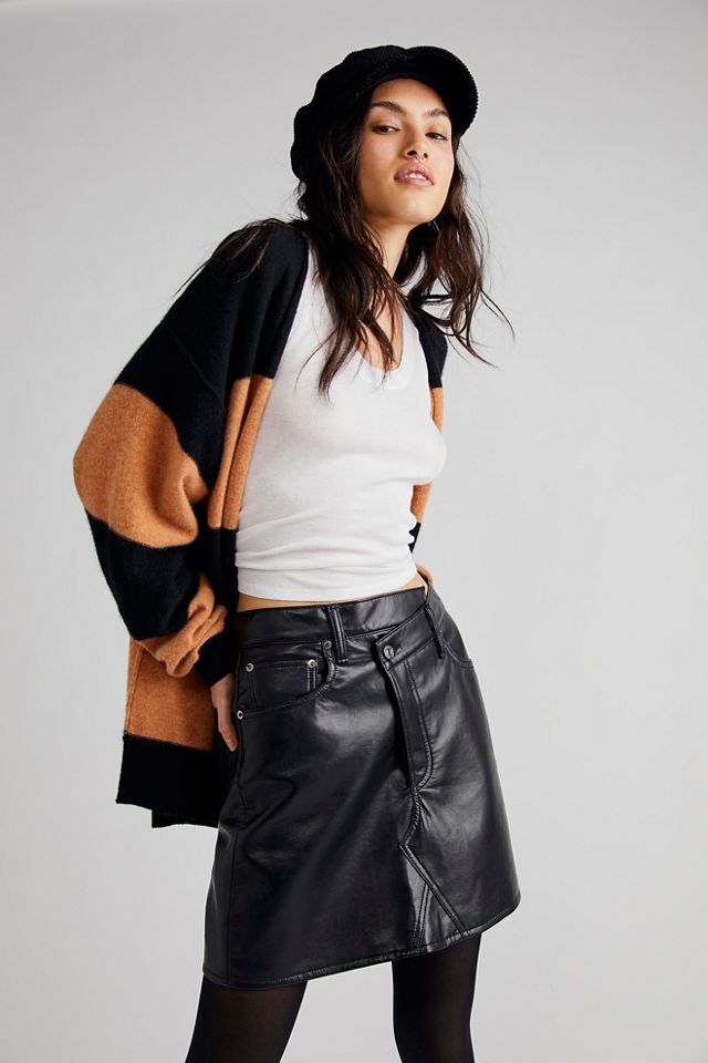 AGOLDE Recycled Leather Crisscross Skirt