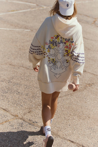 At My Best Embroidered Hoodie by FP Movement at Free People in Ivory Combo, Size: Large