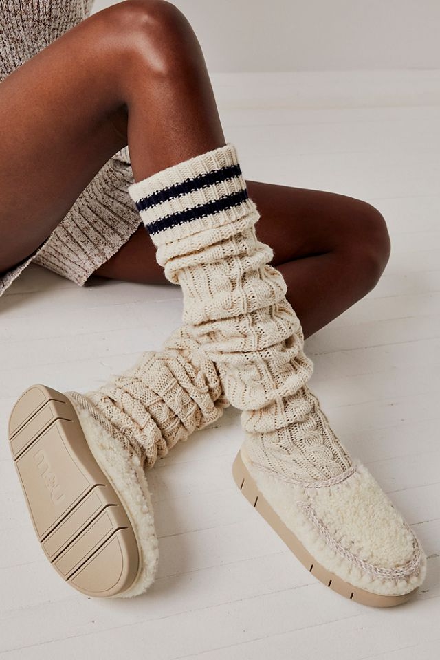 Sherpa Bootie Slippers with Lace-Up Detail