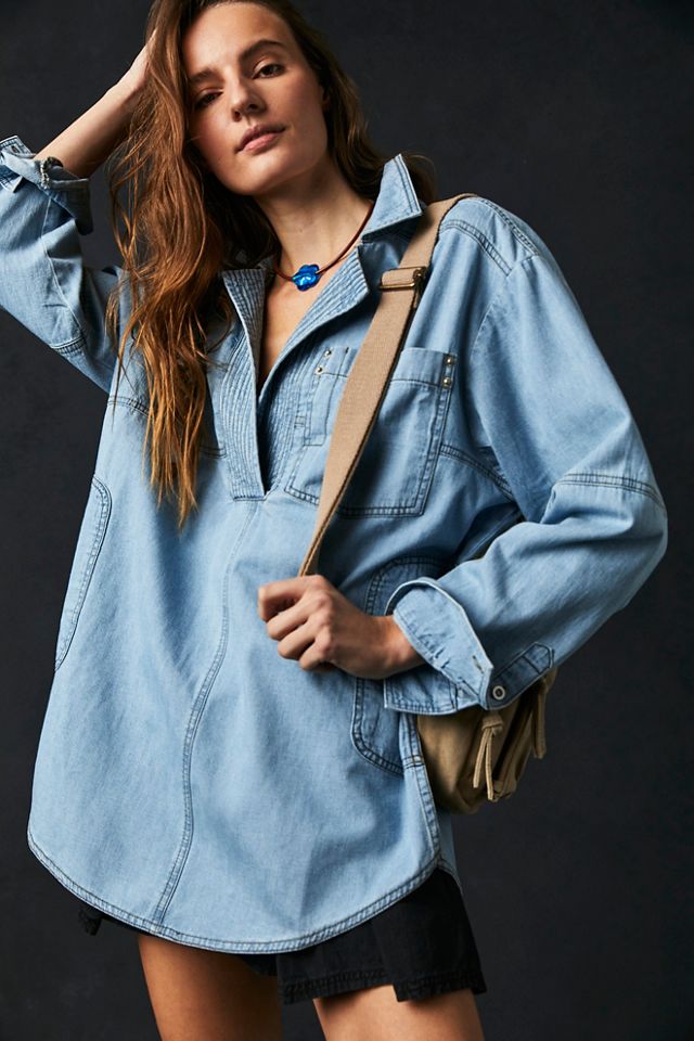 Free People Peyton Denim Pullover. 3