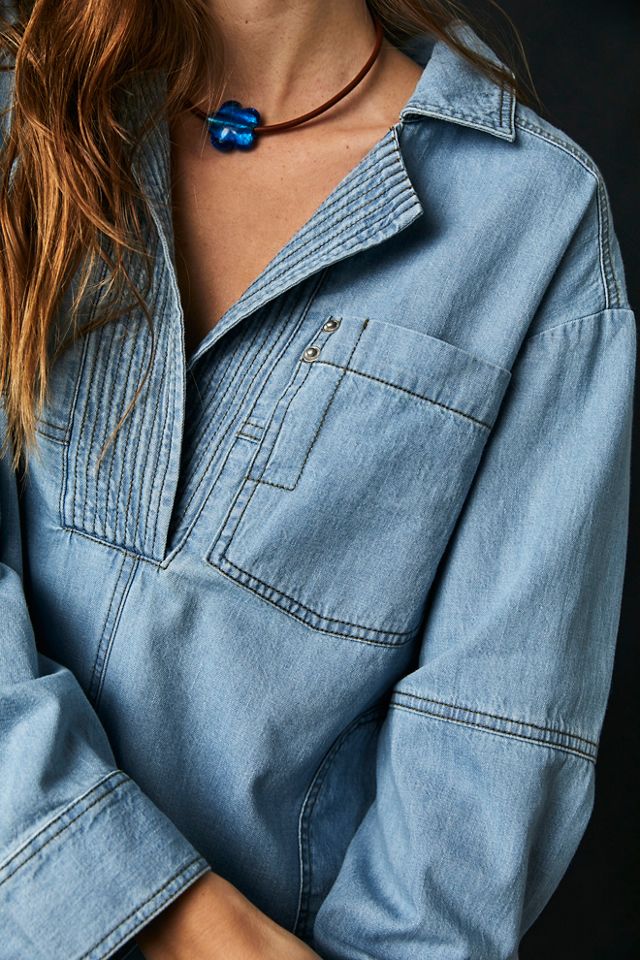 Free People Peyton Denim Pullover. 5