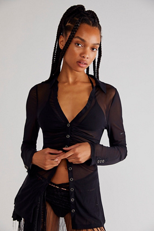 Solid Lucky Mesh Shirtee at Free People in Black, Size: Large