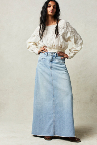 Come As You Are long flared denim skirt, Free People