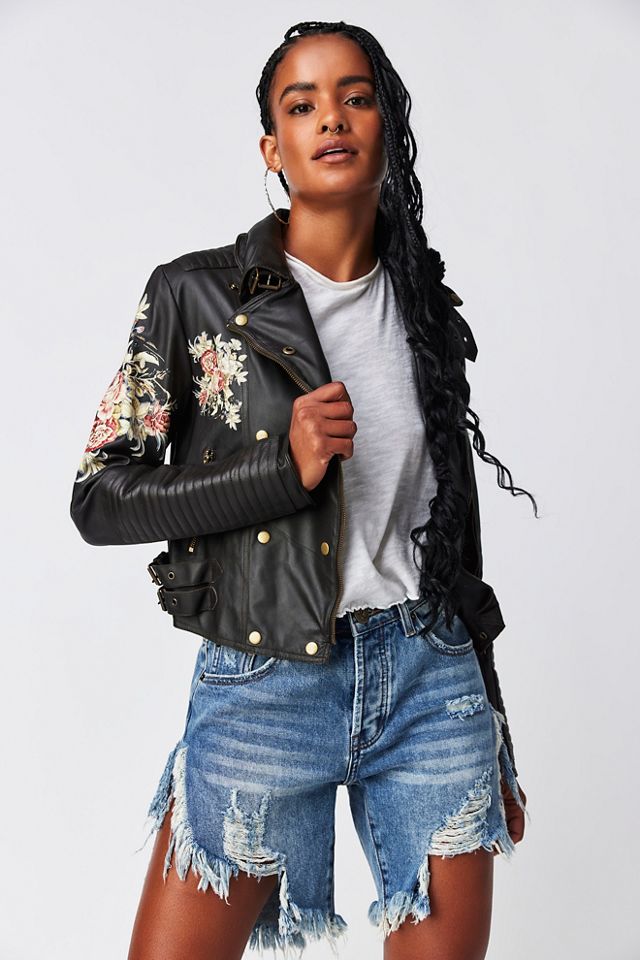 Black Floral Leather Jacket - FLY MODA – The Green Wardrobes