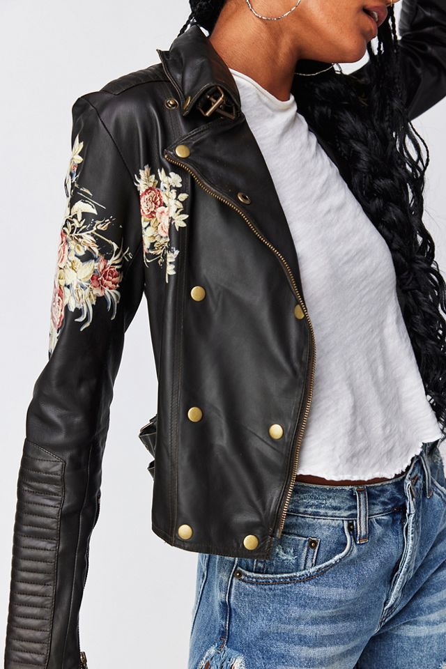 Jakett Harley Floral Burnished Leather Jacket - Sublime Telluride