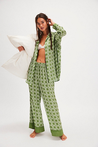 Dreamy Days Pyjama Set by Intimately at Free People in Palm Combo, Size: Medium