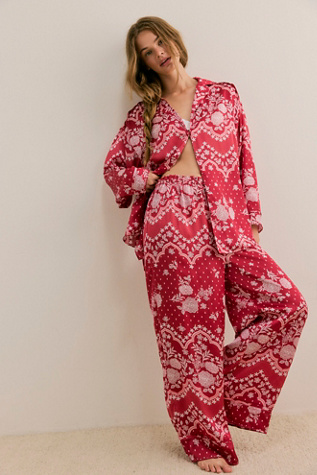 Dreamy Days Pyjama Co-Ord by Intimately at Free People in Cherry Combo, Size: Small