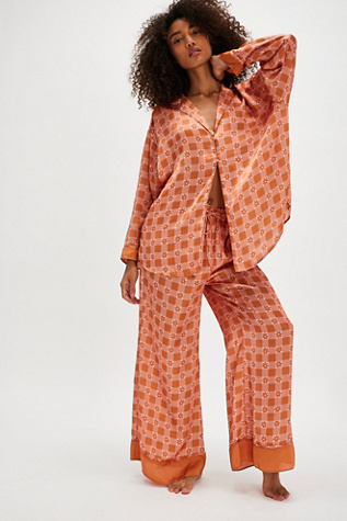 Dreamy Days Pyjama Set by Intimately at Free People in Marigold Combo, Size: Medium