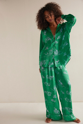 Dreamy Days Pajama Set by Intimately at Free People in Green, Size: L