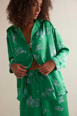 Dreamy Days Pajama Set by Intimately at Free People in Green, Size: L