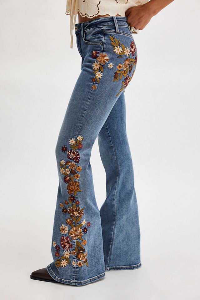 Embroidered fashion jeans flare