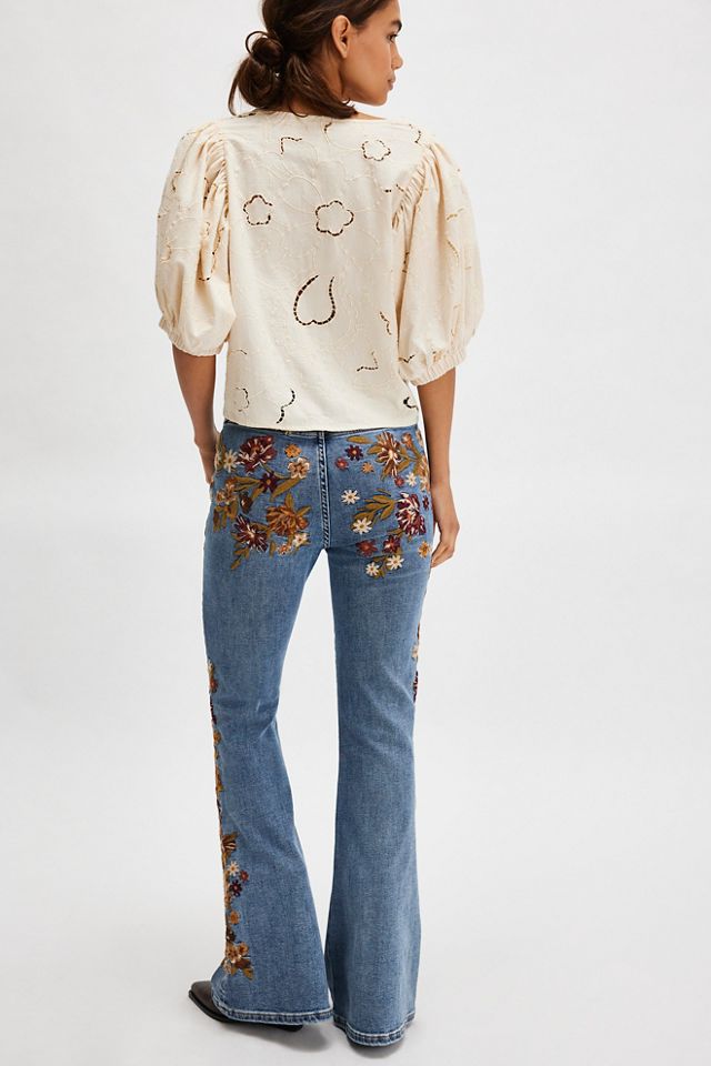 Free People x Driftwood Farrah outlet Embroidered Flare Jeans