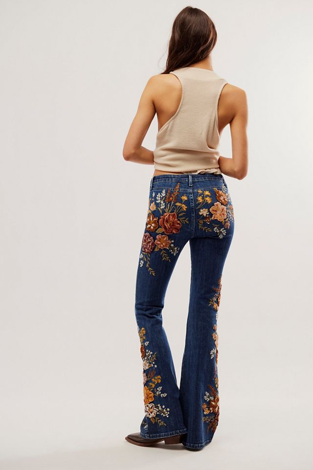 Driftwood Farrah Embroidered Flared Corduroy Pants