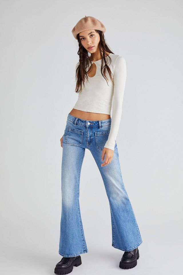 Free People Low-rise Flare Jeans in Black