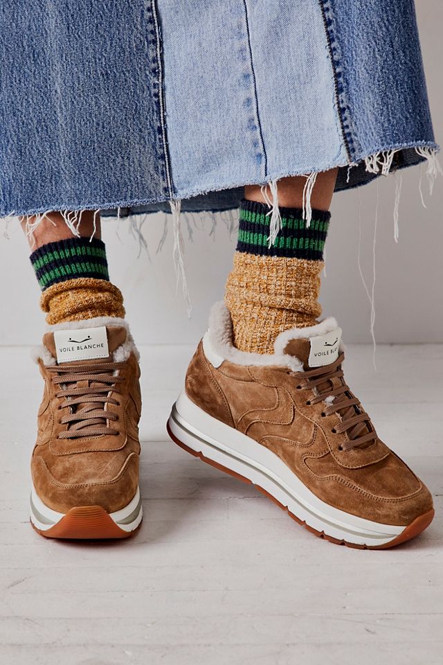 Voile Blanche Julia Genuine Shearling Sneaker in Natural