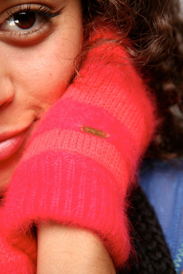 Stripe Mink Angora Mitten #4