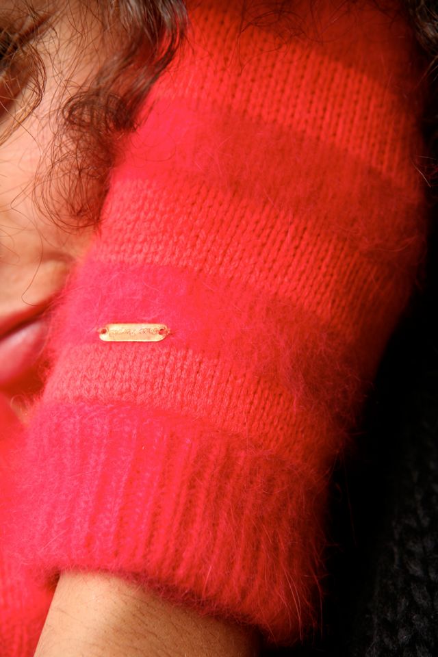 Stripe Mink Angora Mitten #5