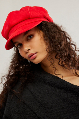 Bowery Slouchy Lieutenant Hat by FP Collection at Free People in Rogue Red